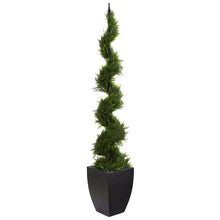 Load image into Gallery viewer, 70&quot; Cypress Artificial Spiral Tree in Black Planter
