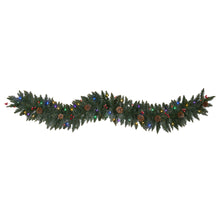 Load image into Gallery viewer, 6&#39; Snow Dusted Artificial Christmas Garland w/ 50 Multicolored LED Lights
