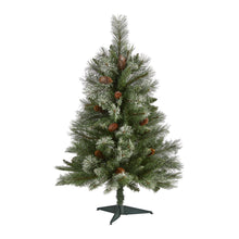 Load image into Gallery viewer, 3&#39; Snowed French Alps Mountain Pine Artificial Christmas Tree w/ 135 Bendable
