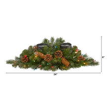 Load image into Gallery viewer, 24&quot; Flocked and Glittered Artificial Christmas Double Candelabrum
