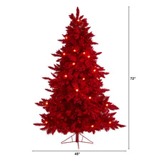 Load image into Gallery viewer, 6&#39; Red Flocked Fraser Fir Artificial Christmas Tree
