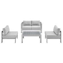 Load image into Gallery viewer, Shore 4 Piece Sunbrella¨ Fabric Outdoor Patio Aluminum Set by Modway
