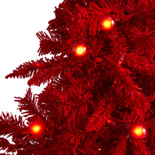 Load image into Gallery viewer, 5&#39; Red Flocked Fraser Fir Artificial Christmas Tree w/ 250 Red Lights
