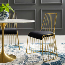 Load image into Gallery viewer, Rivulet Gold Stainless Steel Performance Velvet Dining Chair by Modway
