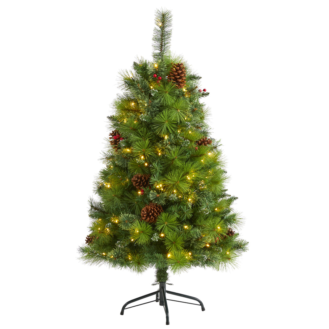 4' Montana Mixed Pine Artificial Christmas Tree w/ Pine Cones, Berries
