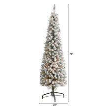 Load image into Gallery viewer, 6&#39; Flocked Pencil Artificial Christmas Tree with 300 Clear Lights
