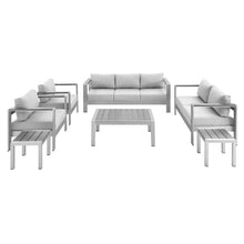 Load image into Gallery viewer, Shore 7 Piece Sunbrella¨ Fabric Outdoor Patio Aluminum Set by Modway
