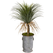 Load image into Gallery viewer, 39&quot; Pony Tail Palm Artificial Plant in Vintage Metal Planter
