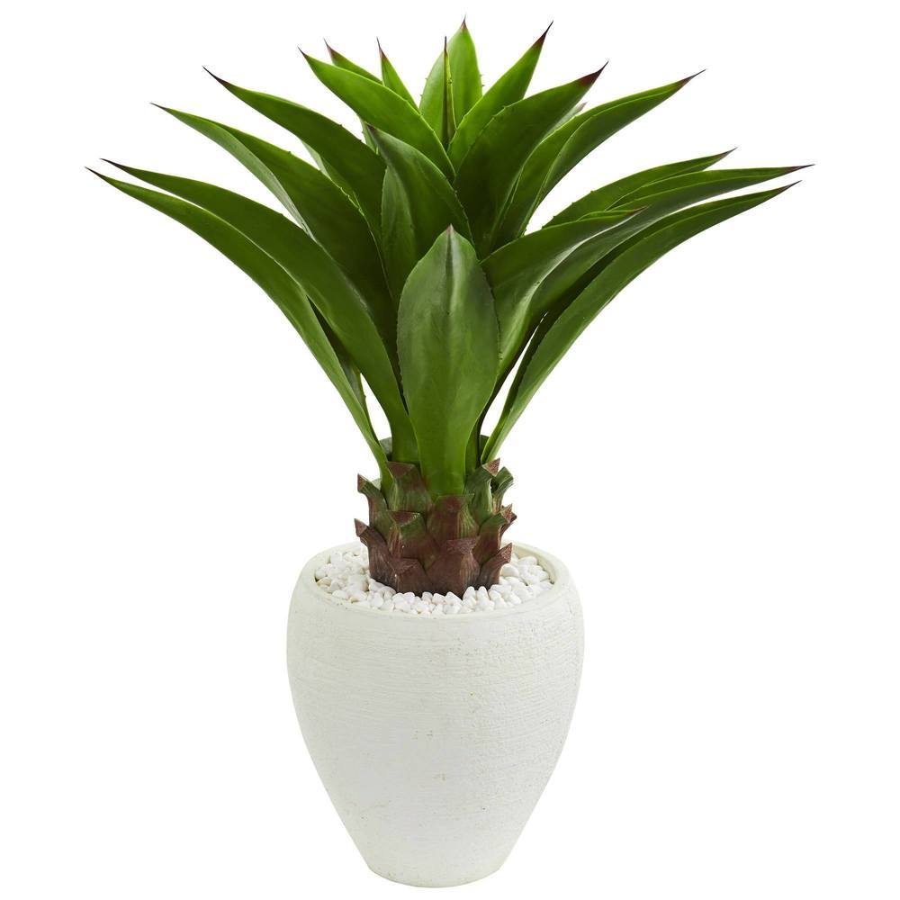 Agave Artificial Plant in White Planter