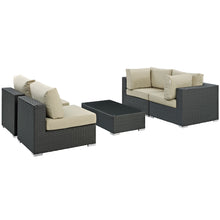 Load image into Gallery viewer, Sojourn 5 Piece Outdoor Patio Sunbrella¨ Sectional Set by Modway
