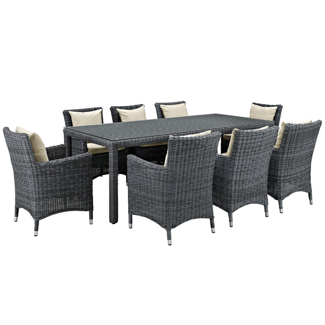 Summon 9 Piece Outdoor Patio Sunbrella¨ Dining Set by Modway