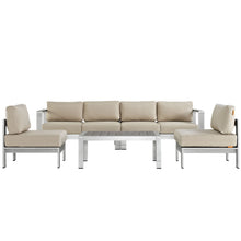 Load image into Gallery viewer, Shore 5 Piece Outdoor Aluminum Sectional Sofa Set in Silver Beige
