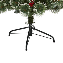 Load image into Gallery viewer, 6&#39; Frosted Swiss Pine Artificial Christmas Tree w/ 300 Clear LED Lights &amp; Berrie
