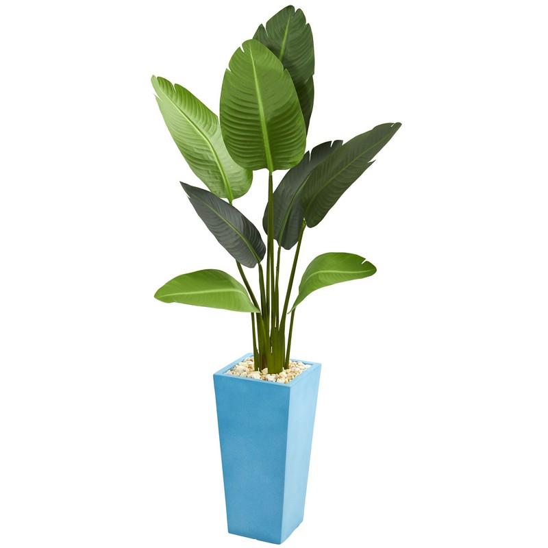 5' Travelers Artificial Palm Tree in Turquoise Planter