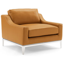 Load image into Gallery viewer, Harness Stainless Steel Base Leather Armchair by Modway
