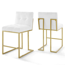 Load image into Gallery viewer, Privy Gold Stainless Steel Upholstered Fabric Counter Stool Set of 2 by Modway
