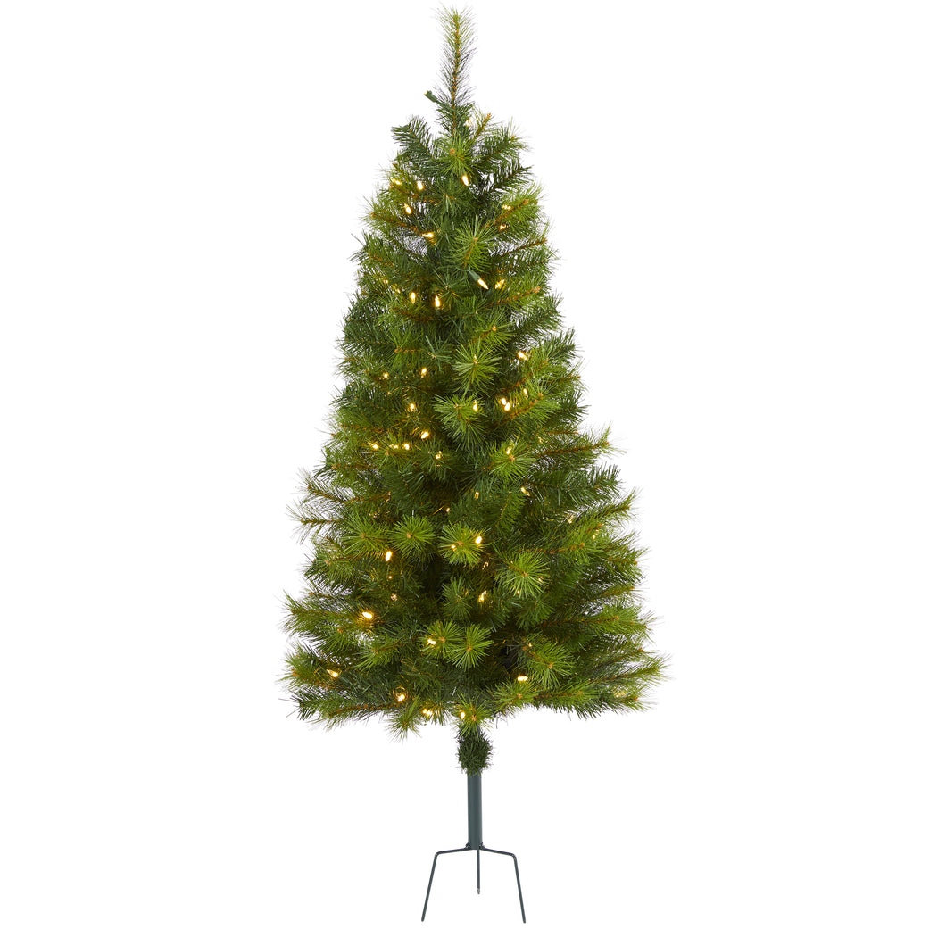 4' Green Valley Pine Artificial Christmas Tree w/ 100 Warm White LED Lights