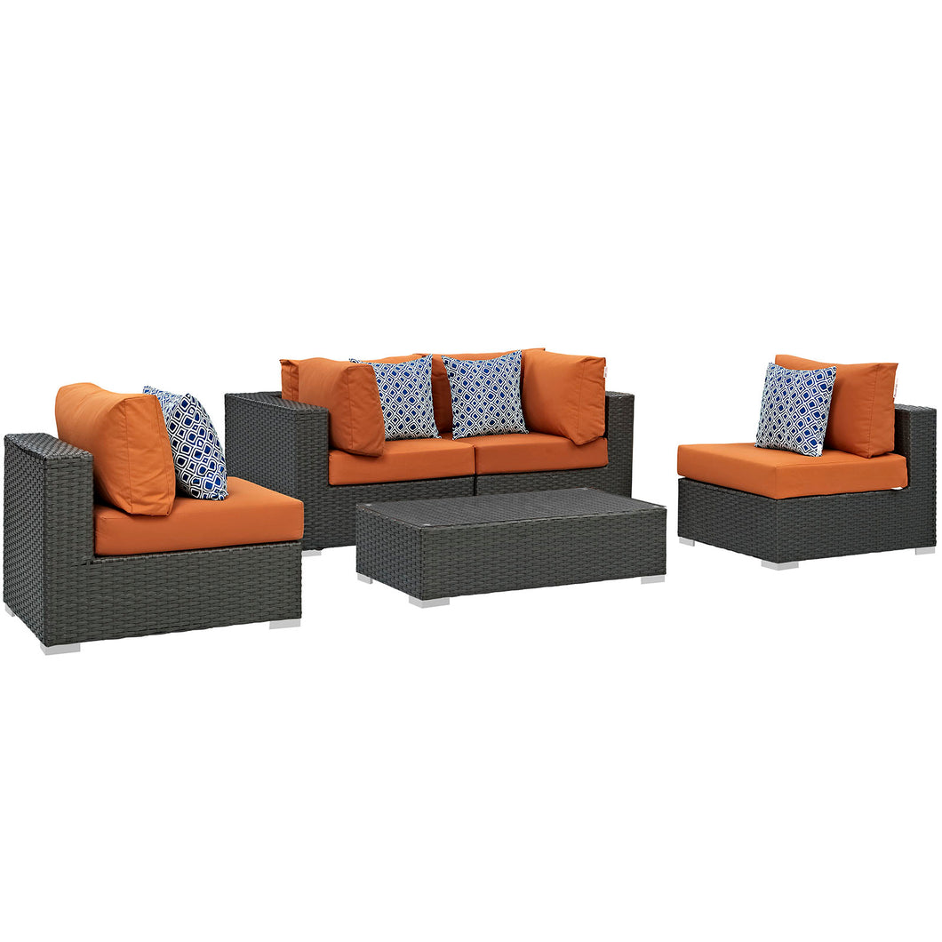 Sojourn 5 Piece Outdoor Patio Sunbrella¨ Sectional Set by Modway