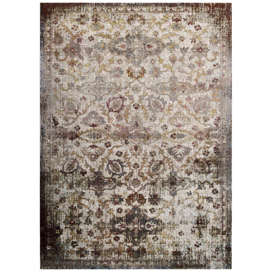 Success Kaede Distressed Vintage Floral Moroccan Trellis 4x6 Area Rug by Modway