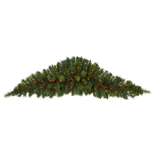 Load image into Gallery viewer, 6&#39; Artificial Christmas Swag with 50 LED Lights, Berries and Pine Cones
