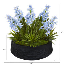 Load image into Gallery viewer, 14&quot; Hyacinth and Succulent Artificial Plant in Decorative Bowl
