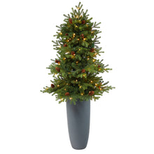 Load image into Gallery viewer, 5&#39; Yukon Mountain Fir Artificial Christmas Tree w/ 100 Clear Lights, Pine Cones
