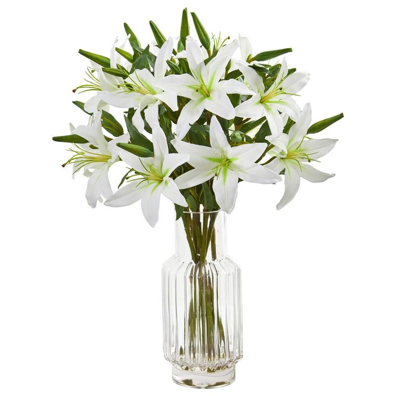 Lilly Artificial Arrangement in Glass Vase