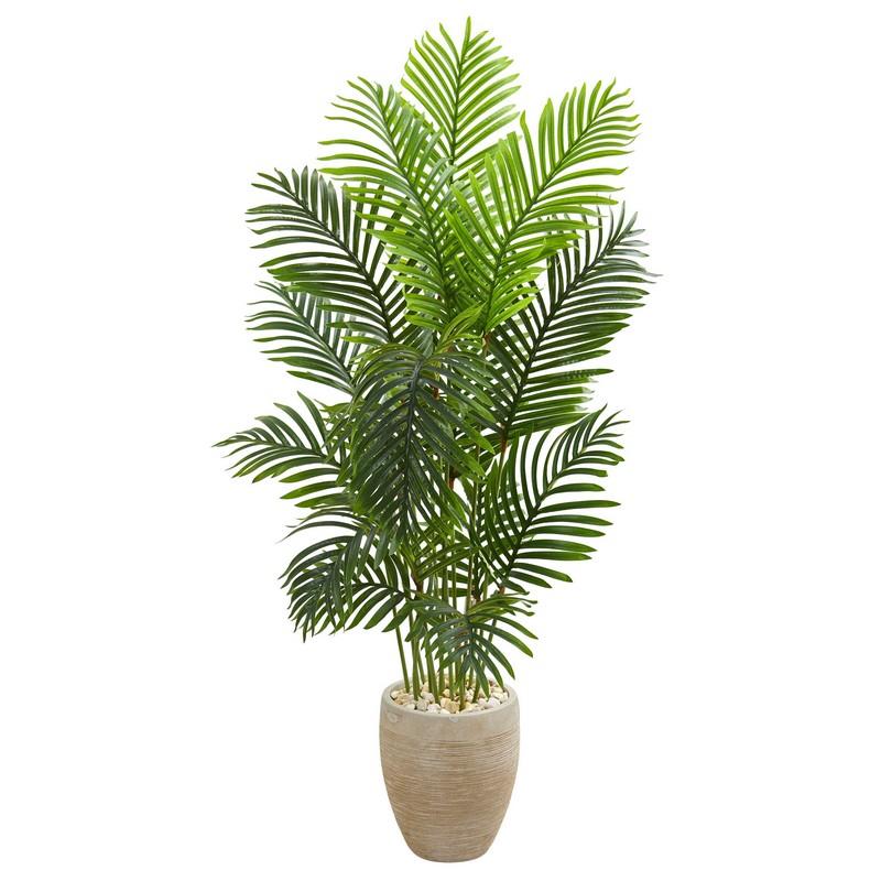 5' Paradise Palm Artificial Tree in Sand Colored Planter