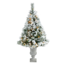 Load image into Gallery viewer, 56' Flocked Oregon Pine Artificial Christmas Tree w/ 100 Clear Lights
