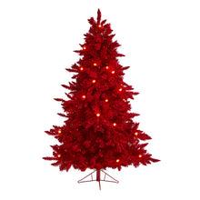 Load image into Gallery viewer, 6&#39; Red Flocked Fraser Fir Artificial Christmas Tree
