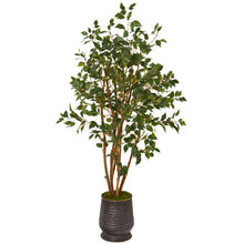 Load image into Gallery viewer, 4.5&#39; Ficus Artificial Tree in Ribbed Metal Planter
