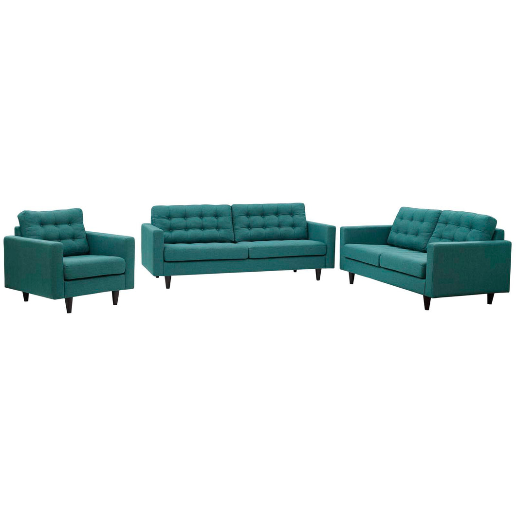 Empress Sofa, Loveseat and Armchair Set of 3 by Modway