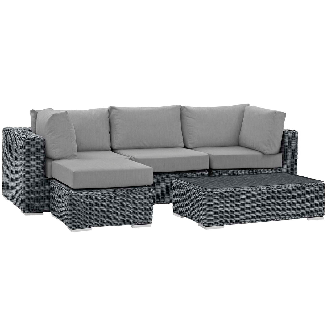 Summon 5 Piece Outdoor Patio Sunbrella¨ Sectional Set by Modway