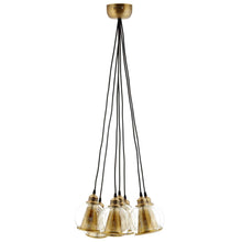 Load image into Gallery viewer, Peak Brass Cone and Glass Globe Cluster Pendant Chandelier by Modway
