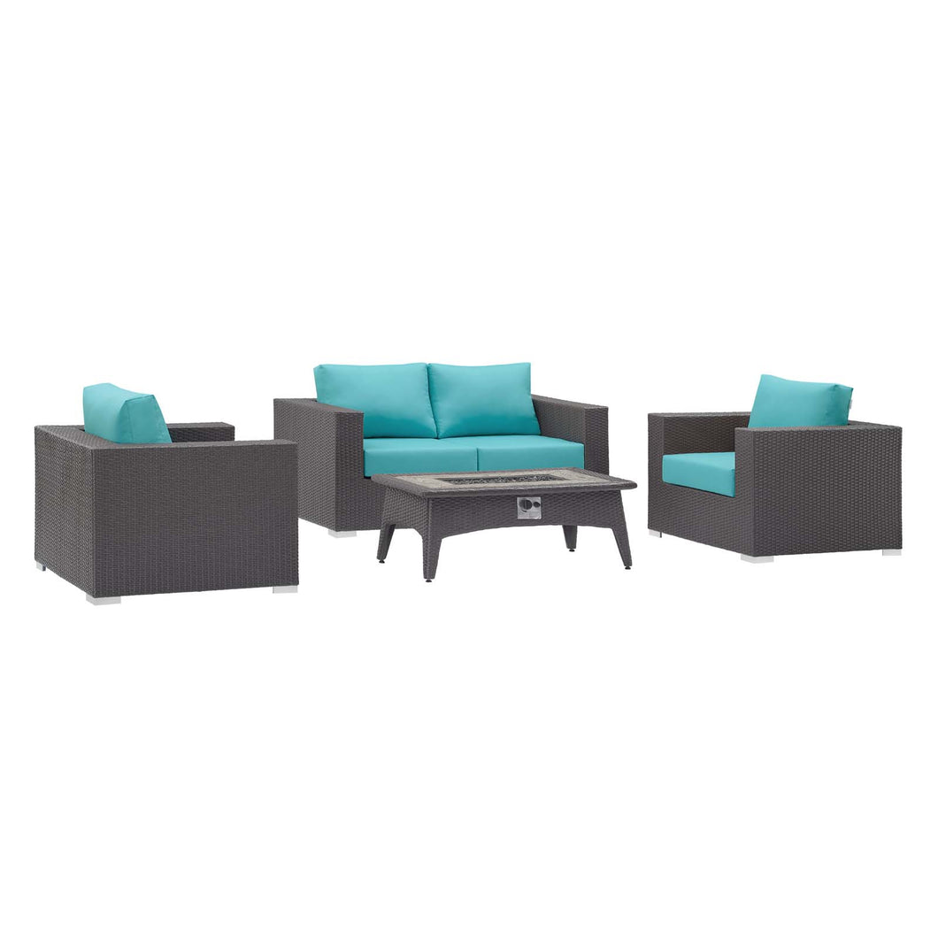 Convene 4 Piece Set Outdoor Patio with Fire Pit by Modway