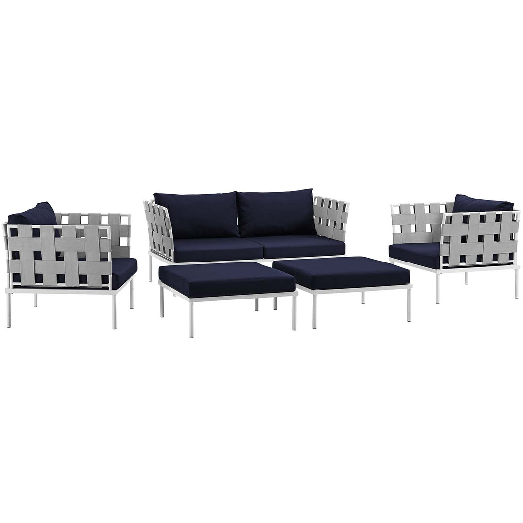 Harmony 5 Piece Outdoor Patio Aluminum Sectional Sofa Set by Modway