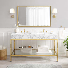 Load image into Gallery viewer, Kingsley 60&quot; Gold Stainless Steel Bathroom Vanity by Modway
