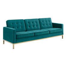 Load image into Gallery viewer, Loft Gold Stainless Steel Leg Performance Velvet Sofa by Modway
