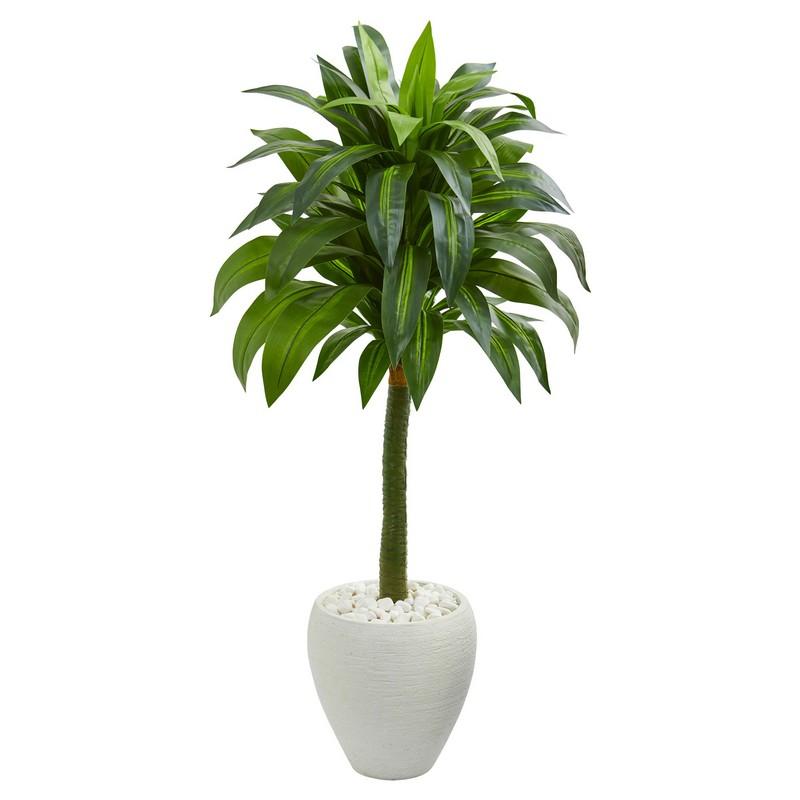 52' Dracaena Artificial Plant in White Planter