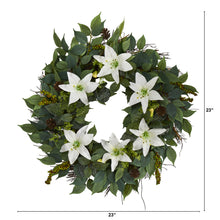 Load image into Gallery viewer, 23&quot; Mixed Ruscus, Lily, Fittonia and Berries Artificial Wreath

