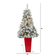 Load image into Gallery viewer, 5&#39; Flocked White River Mountain Pine Artificial Christmas Tree w/ Pinecones
