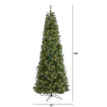 Load image into Gallery viewer, 9&#39; Cashmere Slim Artificial Christmas Tree with 550 Warm White Lights
