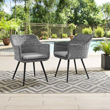 Load image into Gallery viewer, Endeavor Outdoor Patio Wicker Rattan Dining Armchair Set of 2 by Modway

