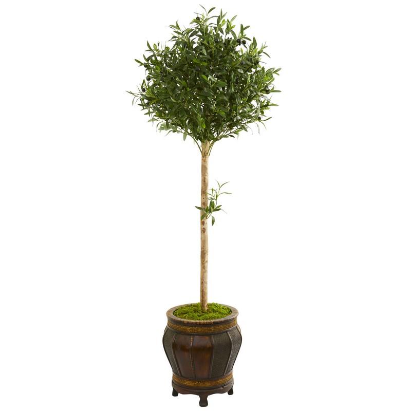 5.5' Olive Topiary Artificial Tree in Decorative Planter