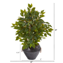 Load image into Gallery viewer, 18" Mini Ficus Artificial Tree in Metal Bowl
