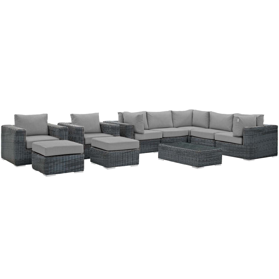 Summon 10 Piece Outdoor Patio Sunbrella¨ Sectional Set by Modway
