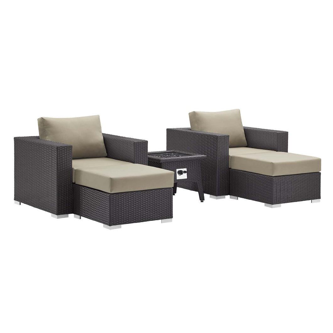 Convene 5 Piece Set Outdoor Patio with Fire Pit by Modway