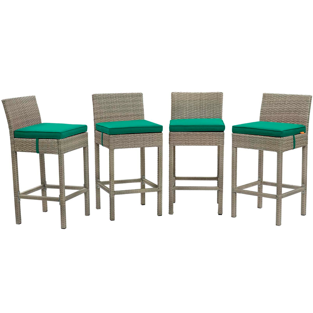 Conduit Outdoor Patio Wicker Rattan Bar Stool Set of 4 by Modway