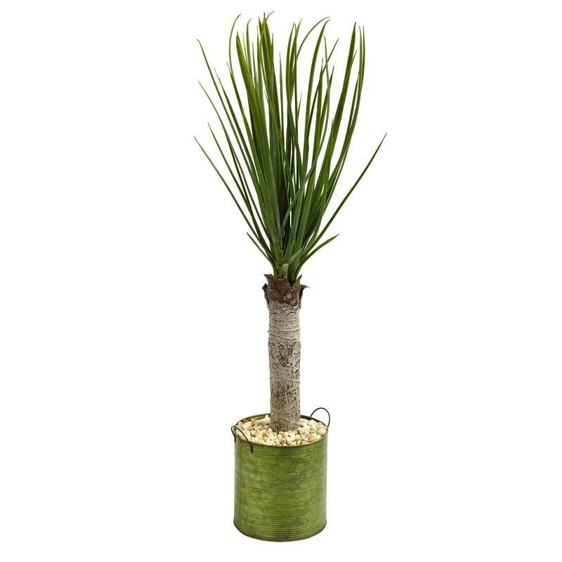 3' Yucca Artificial Tree in Green Tin Planter