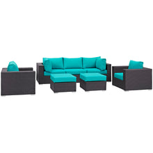 Load image into Gallery viewer, Convene 7 Piece Sectional Set in Espresso Turquoise
